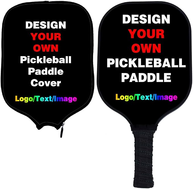 Custom Padded Pickleballs Paddle Cover with Photo Text Logo, Personalized Neoprene Cover Paddles Case Customize Rackets Cover, Fits Most Paddles, 8.5x11.5 Inches