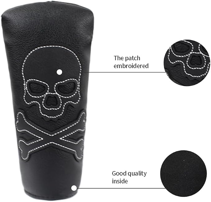 Scott Edward Skull Golf Woods Headcovers Covers for Driver Fairway 1 3 5 H Clubs Set Heads PU Leather Unisex Black Brown