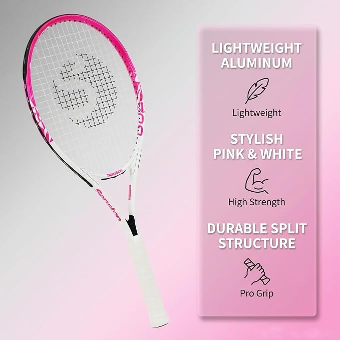 Senston 27 inch Tennis Racket for Adults 1 Pack Tennis Racket Set Tennis Overgrip, Vibration Damper