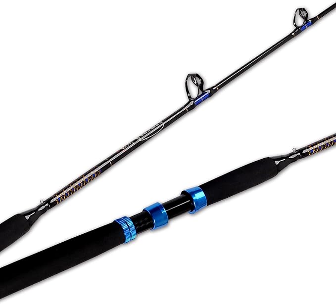 Fiblink 1-Piece Conventional Boat Rod Saltwater Offshore Graphite Spinning Fishing Rod(6 Feet, 30-50 lb/50-80 lb/80-120 lb)