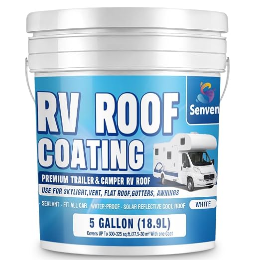 RV Roof Sealant 5 Gallon RV Roof Coating RV Roof Sealant White Waterproof Solar Reflective & Leak Repair for Trailers Campers Motorhomes