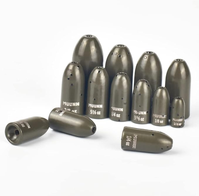 10pcs Tungsten Worm Weights, More Sensitive Tungsten Fishing Weights Sinker for Bass Fishing, 1/16oz to 1 oz