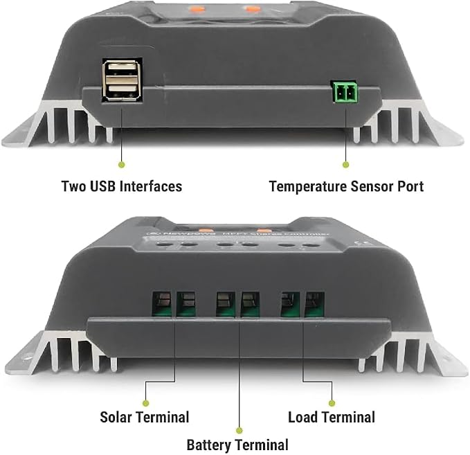 Newpowa 50W Watts 12V 10BB Mono Solar Panel Off Grid Solar Charge Kit 50 Watt 12 Volt Solar Panel+10A MPPT Charge Controller+8ft Cord for Connecting Controller to Battery Alligator Clamp