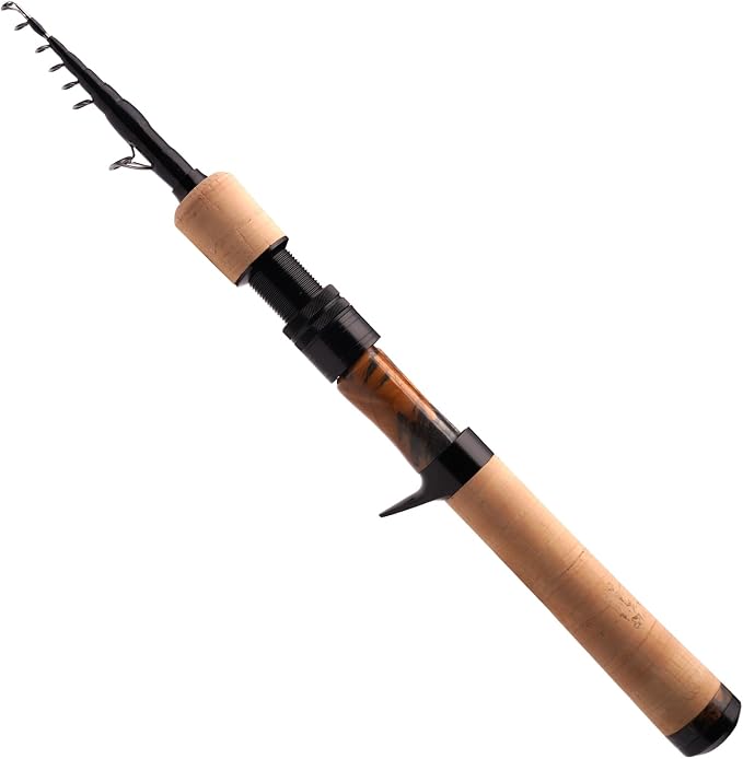 PURELURE Telescopic Fishing Rod Ultralight/Light, Portable Travel Rod 5'9'' | Carbon Fiber Rod Spinning & Casting, FUJI Alconite Ring and Reel Seat, One-Piece Mixed Carbon/4A Cork Handle, Spare Solid Tip