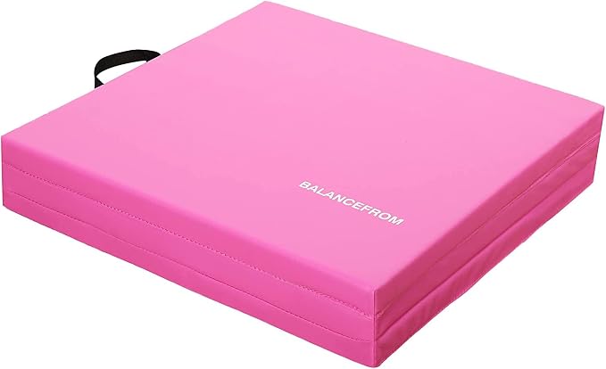 BalanceFrom 6x2 Feet 3-Panel Folding Gymnastics Mat – 1.5-Inch Thick Pad with Vinyl Surface and Carrying Handles for Tumbling, Yoga, Pilates, Home Workouts, and Martial Arts