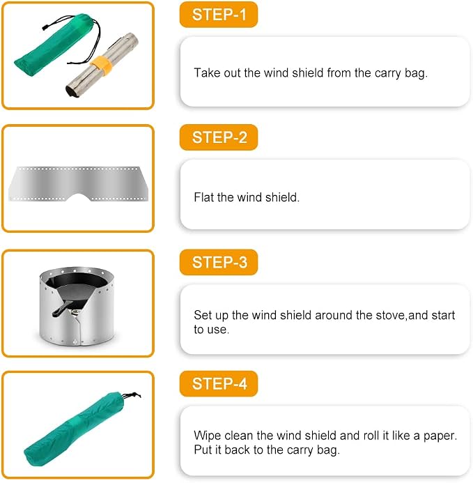 HUIOP Wind Shield, Ultralight Ultra-Thin Titanium Outdoor Camping Stove Wind Shield Screen Windproof Plate