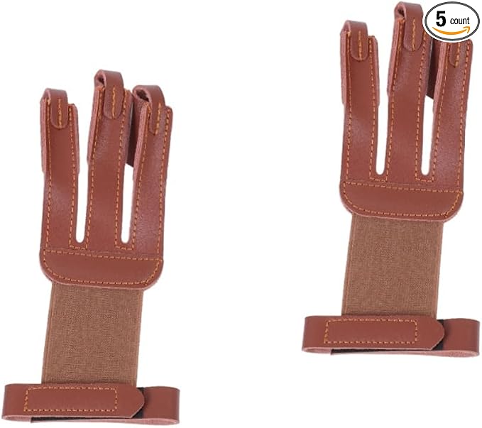 Toddmomy Finger Guard Archery Glove Recurve Bow Finger Protector Brown Gloves Thumb Protector Archery Finger