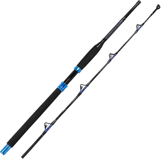 Fiblink 1-Piece Saltwater Offshore Trolling Rod Conventional Boat Rod Carbon Fishing Pole(6 Feet, 30-50 lb/50-80 lb/80-120 lb)