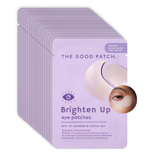 The Good Patch Brighten Up Hydrogel Under Eye Patches for Dark Circles and Puffy Eyes, Made with Niacinamide, Vitamin K, Pine Leaf Extract, Clinically Proven (18 Total Patch Sets)