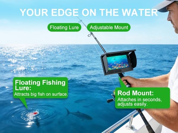 Fishing Camera, 220° Ultra-Wide 1080P HD Underwater Fishing Camera with 4.3" LCD & IR Night Vision, 50ft Cable for Ice Lake Boat Kayak Fishing