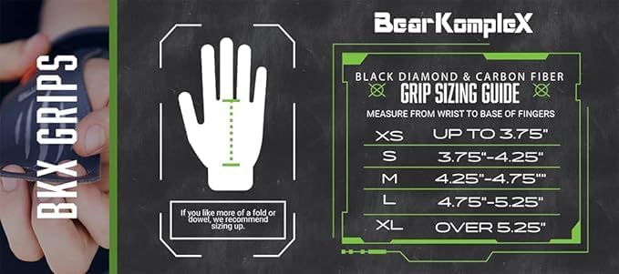 Bear KompleX Diamond Hand Grips for at-Home Workouts Like Pull-ups, Weightlifting, WODs with Wrist Straps, Comfort and Support, Hand Coverage to Prevent Rips and Blisters for Men and Women