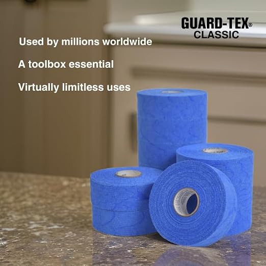 Guard-Tex® Blue Finger Tape 3/4 inch - Self-Adhesive No Residue - 16 Rolls - 90ft Per Roll - 1440ft Total