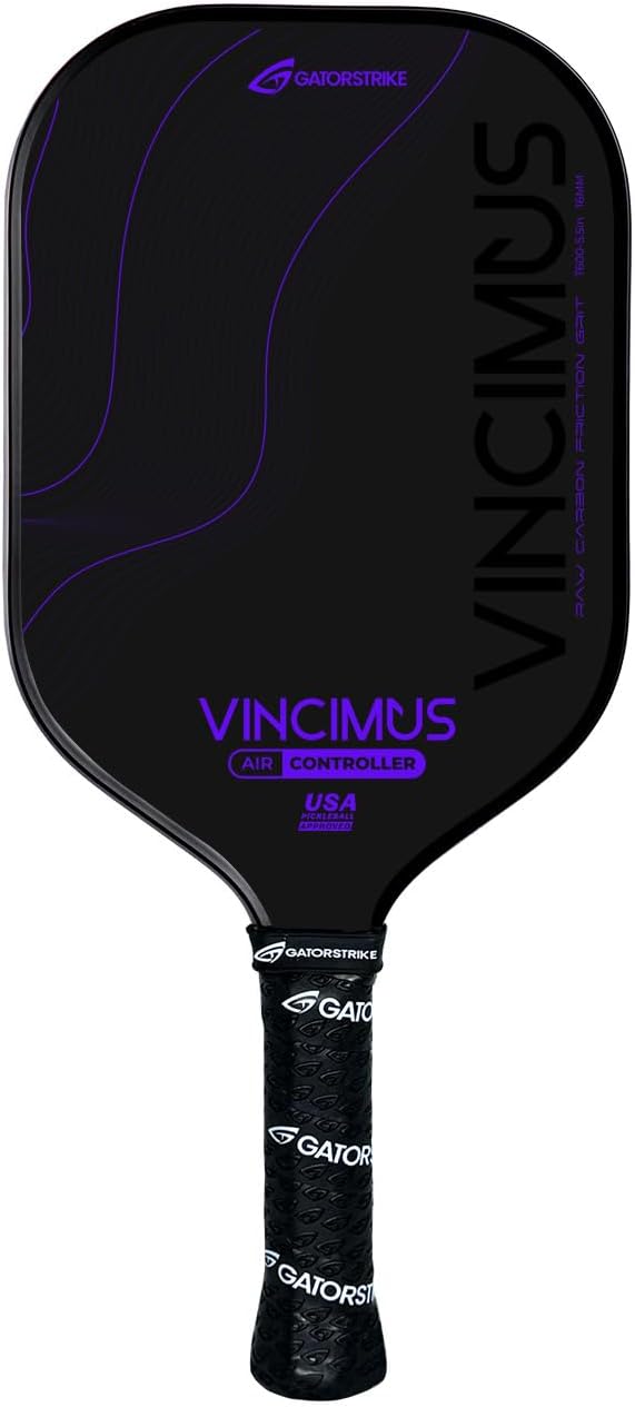GATORSTRIKE Vincimus Air Controller T600 Pickleball Paddle, T600 Carbon Fiber Pickleball Paddle with Enhance PP Honeycomb 16mm Core, 8.1oz with GatorGrit Face