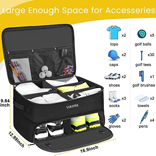 YOREPEK 2 Layer Golf Trunk Organizer 3-in-1 Golf Club Cleaner Set