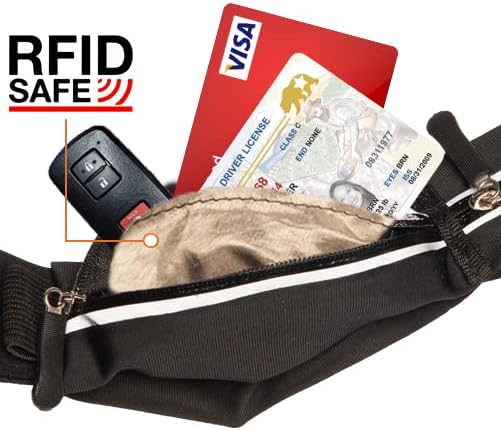 Ultimate 3-Pocket Runners Fanny Pack w/RFID Sleeve – Fits iPhone & Android – No Bounce, Water-Resistant, Sleek & Secure Running Belt for Fitness, Travel & Active Lifestyles