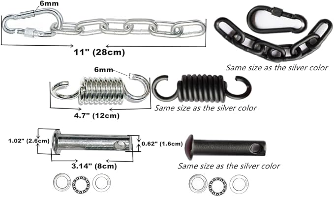 Patio Swing Egg Chair Hanging Kit with Spring, Pin Plug & Snap Hook – Heavy Duty Hammock Chair Hardware Accessories for Single Egg Chair with Stand, 550 lbs Capacity