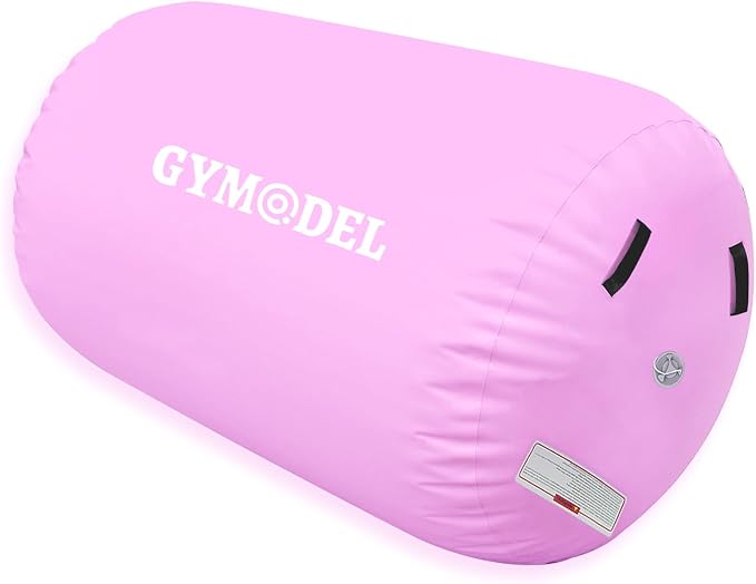 Air Roller Gymnastics Barrel Inflatable Tumbling Roller Air Mat, Air Barrel Gymnastics Tumble Track Mat with Pump for Backhandspring/Training Cheerleading/Yoga/Home and Outdoor Use