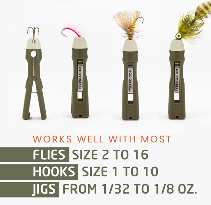 Fly and Ice Fishing Knot Tying Tool 2-Pack: Tie Knots for Hooks, Jigs and Flies. Grip Eyelet, Thread Line, and Clip Fishing Line with One Accessory