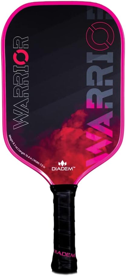 Diadem Warrior Pickleball Paddle | Carbon Fiber Face, 3X L-Core Hybrid Nomex Polymer Honeycomb Core, Grit Paint Surface for Spin, Control and Power | Indoor/Outdoor | USAPA Approved