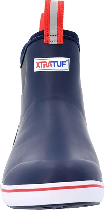 XTRATUF Performance Series 6" Men’s Full Rubber Ankle Deck Boots, Navy & Red (22733), 13