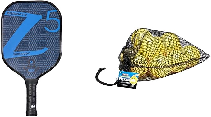 ONIX Graphite Z5 Pickleball Paddle & Tourna Strike Outdoor Pickleballs (12 Pack) - USAPA Approved, Optic Yellow (PIKL-12-OY-O)