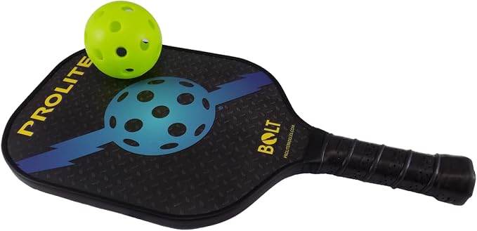 PROLITE Bolt Pickleball Paddle - Light Weight - Powerful - Carbon Fiber Facing for Superior Ball Placement - Polypropylene Honeycomb Core - Micro Matte Edge Guard - USAP Approved