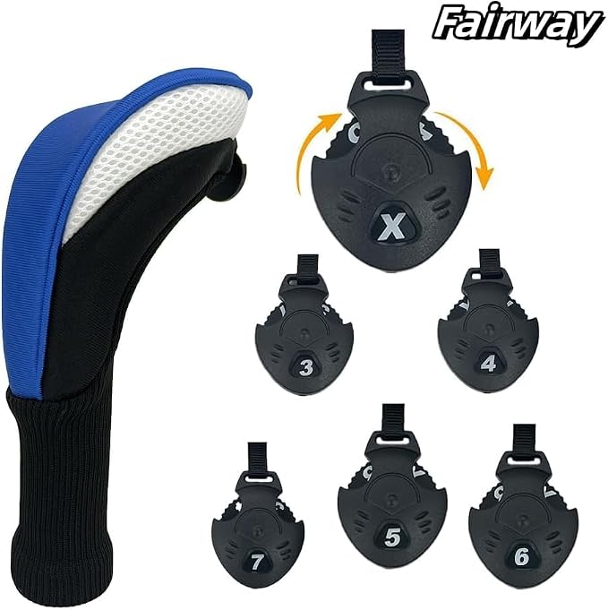 Golf Club Head Covers for Woods 3/4/5/6 Pieces Long Neck Mesh Sports Golf Club Headcovers Set with Interchangeable No. Tags 3 4 5 6 7 X Golf Accessories for Men Women