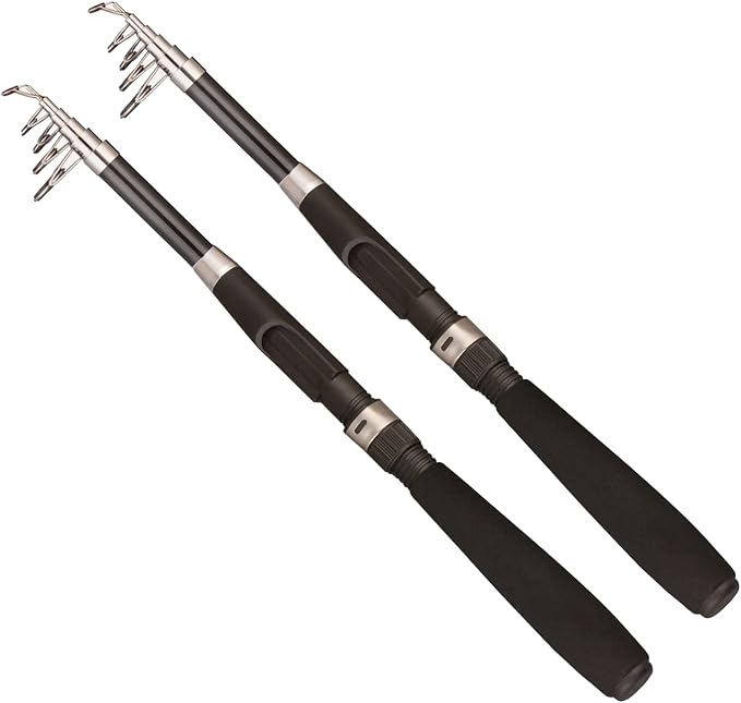 Fishing Pole Combo Set,2.1m/6.89ft 2PCS Collapsible Rods 2PCS Spinning Reels Lures Set Carrier Bag Carbon Fiber Telescopic Fishing Rods Sea Saltwater Freshwater Kit Fishing Rod Reel Combos