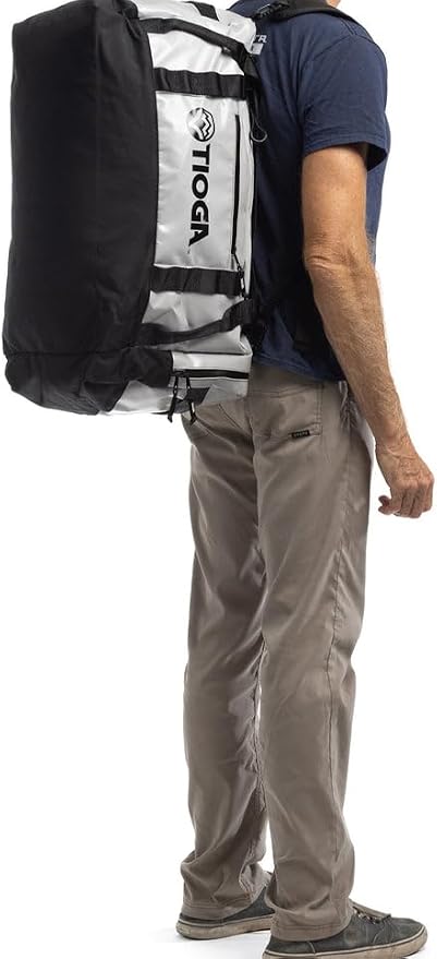 TIOGA Venture Outdoor Duffel Bag with Backpack Straps, Weather Resistant, Rugged Construction, Gear Hauling for Outdoor Adventures, Medium / 50L, Grey