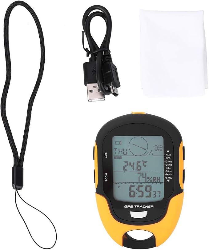 Barometer, GPS Navigation Receiver Handheld USB Rechargeable Digital Altimeter Barometer Clocks Boat Cabin for Hiking