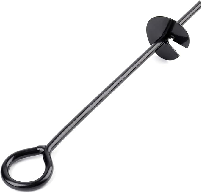 Yesland 8 Pack 15 Inch Black Ground Anchor, Reusable Heavy Duty Steel Wind Stakes, 3/8 Inch Thick in Diameter with 25 Feet of Rope