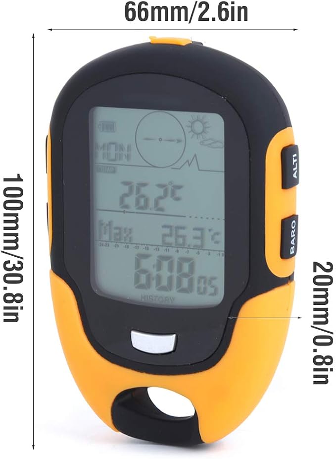 Altimeter, GPS Digital Waterproof Outdoor Altitude Pre, Outdoor Multifunctional Car Altimeter, Pre Warning Remind Compass for Outdoor Activities Like Climbing, Hiking, Hunting