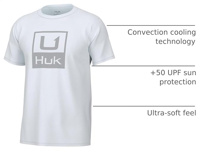 HUK Mens Performance Fishing Logo Tee, Short Sleeve T-Shirt for Men