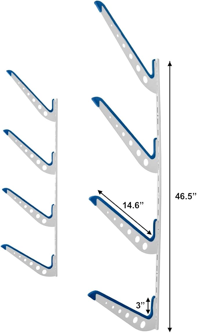 StoreYourBoard Ski & Snowboard Rack, Adjustable Wall Mount Rack Storage System for 4 Boards, Heavy-Duty Garage Wall Organizer for Ski & Snowboards (Snowboard - White)