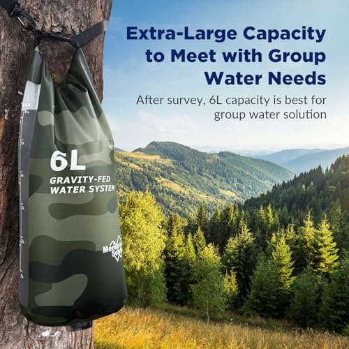 Membrane Solutions Pro 6L Camo Gravity Water Filter with 4 Extra S1 Orange Water Filter Straws, Survival Filtration Portable Gear, Emergency Preparedness, Supply for Hiking Camping Team Family