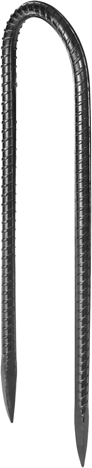 VEVOR Rebar Stakes, 10-Inch, Heavy-Duty 0.32 in Diameter U Shape, Galvanized Steel Ground Anchors with Chisel Point End & Rust-Resistant Coating, for Gardening Support, Fence, Camping Tents (12-Pack)