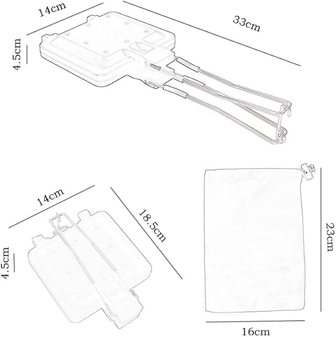 ‌Foldable Sandwich Maker – Double-Sided Non-Stick Grill Pan with Long Handle for Grilled Cheese, Breakfast & Outdoor Cooking (33x14x4.5cm)