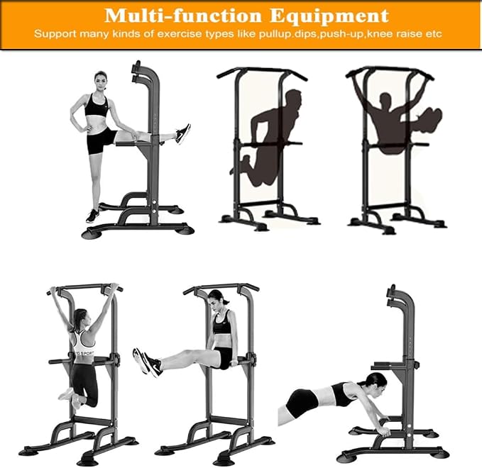 Power Tower for Home Gym, Pull Up Dip Station - Adjustable Freestanding Pull Up Bar with 300 Lbs Capacity, Heavy Duty Construction, Easy Assembly, No Wall Needed