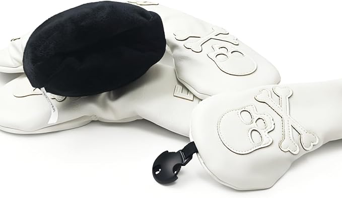 Scott Edward Skull Golf Woods Headcovers Covers for Driver Fairway 1 3 5 H Clubs Set Heads PU Leather Unisex Black Brown