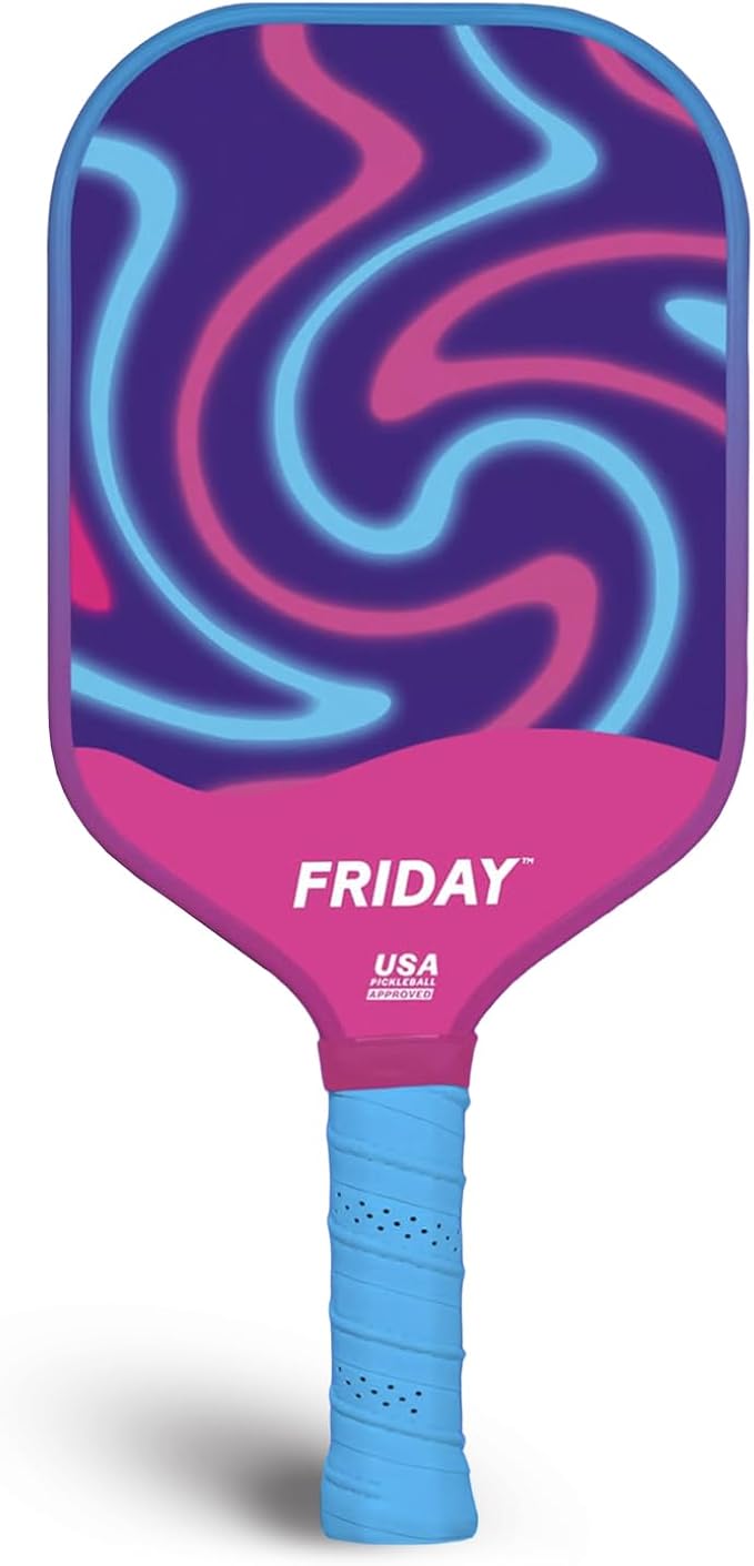 Friday Pickleball Paddle, USA Pickleball Approved, Durable Carbon Fiber, Thermoformed Unibody Design, Honeycomb Core, Gritty Surface for Spin | USA Pickleball Approved