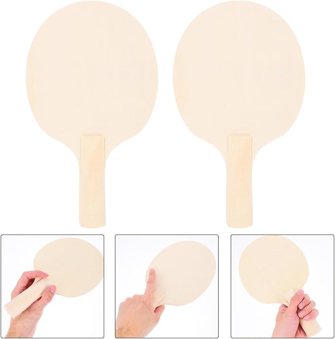 COHEALI 4-Pack Unfinished Wooden Pong Paddles Blades DIY Table Tennis Racket Blanks for Indoor Outdoor Table Tennis Paddle Game
