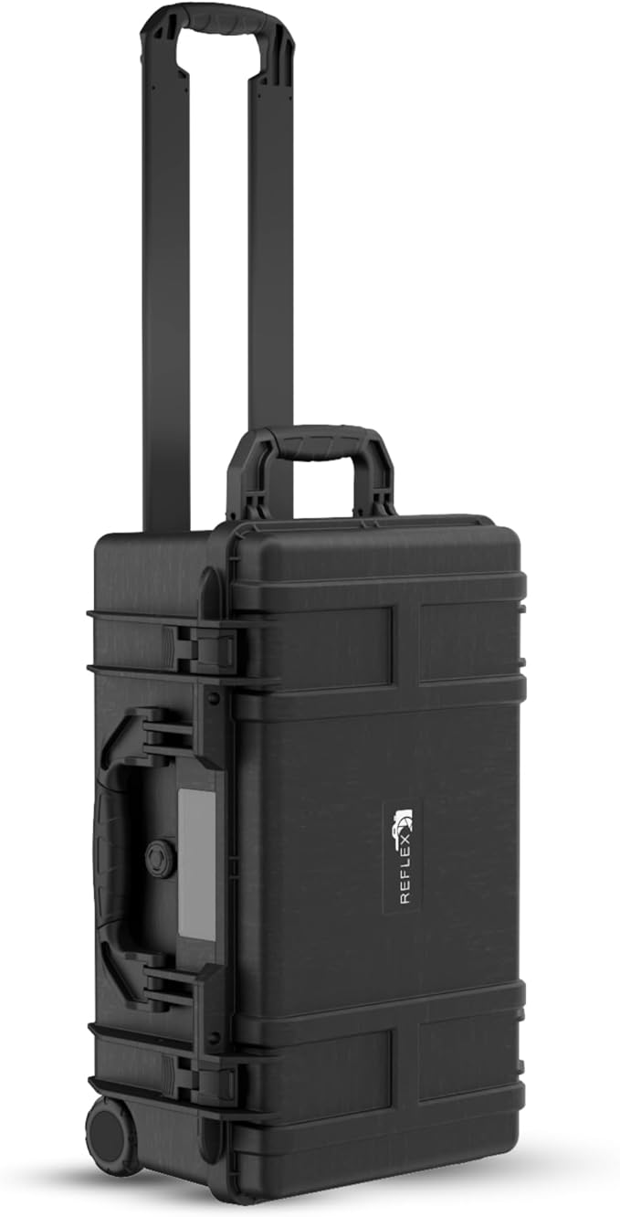 Reflex Camera Large Protective Hard Camera Case suitable for Drones, Lens, DSLR & Guns. Smooth Rolling Wheels, Waterproof IP67, Shockproof (Rolling Hard Case with Foam)