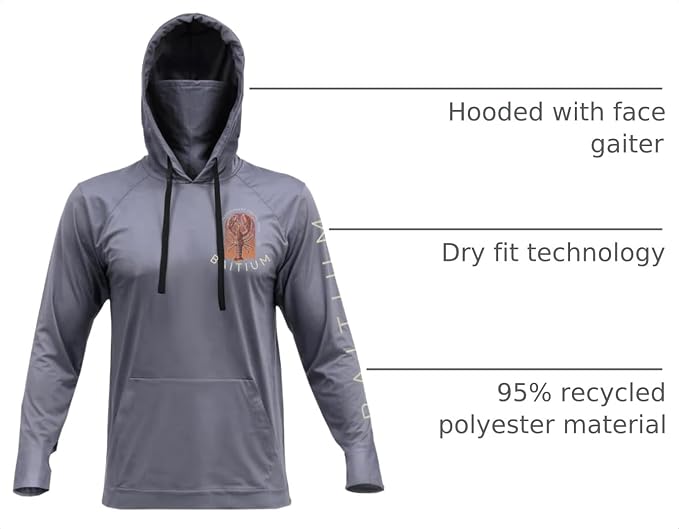 Fishing Shirts for Men,UPF50 Hooded Long Sleeve with Gaiter, Sun Protection Dry Fit Apparel, Face Mask, Fishing Clothes
