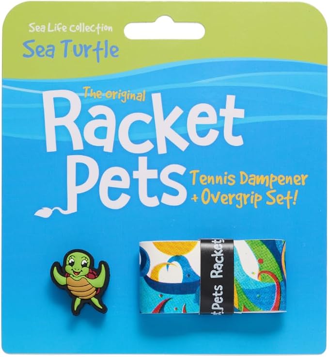 Racket Pets Kids Tennis Racket Dampener & Matching Overgrip Tape, Performance Shock Absorbing Dampener for Tennis Racket & Fun Animal Print Tennis Wrap Grip Tape