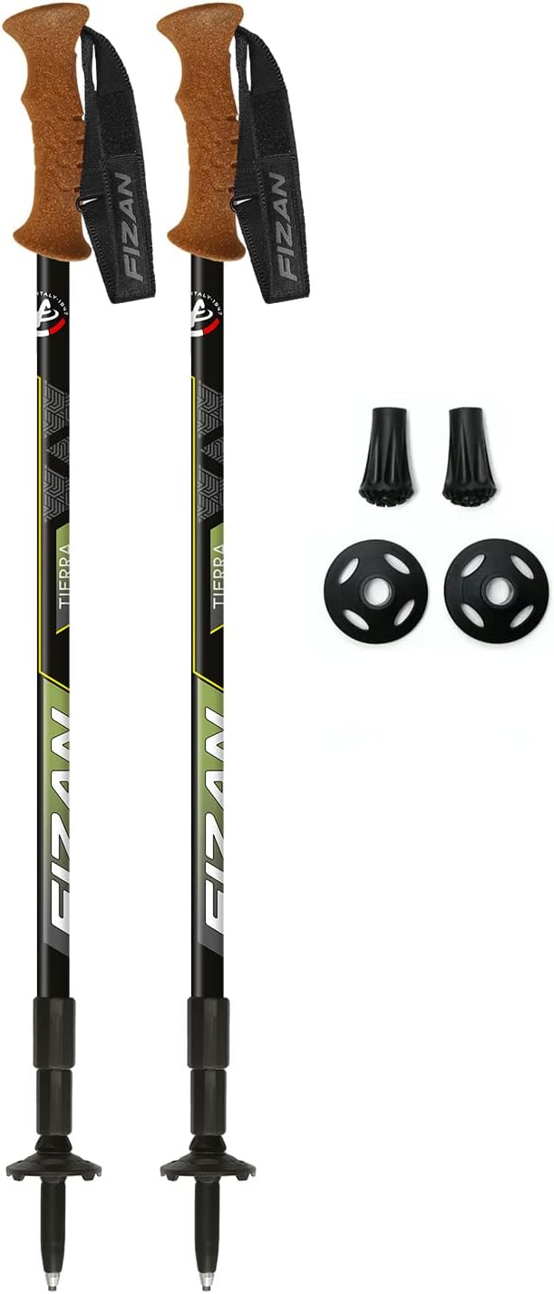 Fizan Tierra Trekking Poles – 8 oz, Ultralight, Backpacking, Thru Hiking Poles, Adjustable, Collapsible, Customized Fit, Cork Grips, Aluminum Walking Sticks