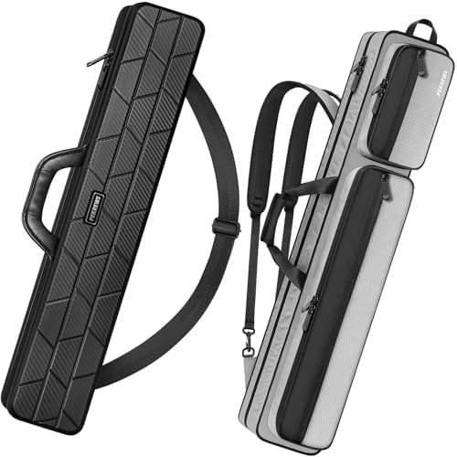 PEKREWS 4x5 Soft Cue Bag Grey & 4x4 Hard Pool Cue Case Carbon Black Set