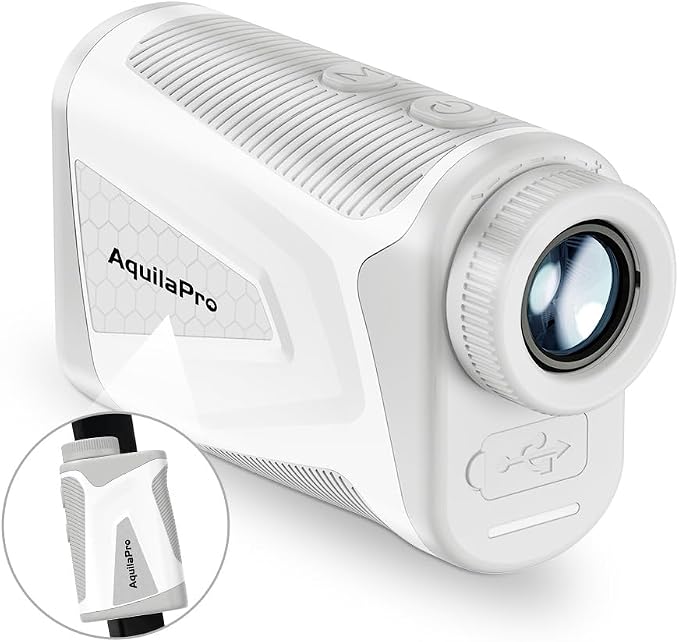 AquilaPro Mini4 Golf Rangefinder with Slope, Newly Upgraded Magnet, 1,000 Yards Range Finder Golf, 0.5 Yard Accuracy, 7X Magnification, Flag Lock Vibration, Rechargeable Golf Laser Rangefinder