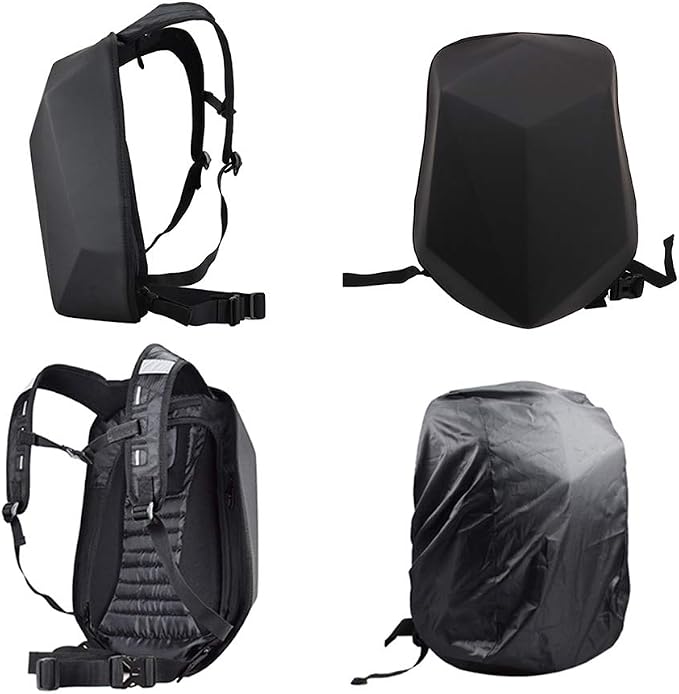 JFG RACING Motorcycle Backpack 30L,Universal Hard Shell Helmet Hardshell Riding Back Pack for Men Women-Grey Black