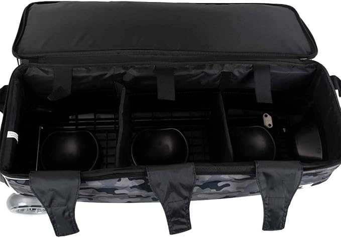 ELITE Basic Triple Roller Black Bowling Bag - 3 Ball Roller, Fits 2 Pairs of Size 15 Shoes, Air Travel-Friendly