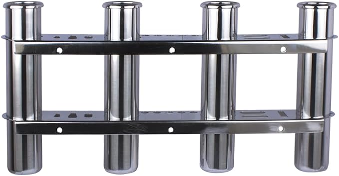 Wall Mounted Fishing Rod Holder for Boat, Stainless Steel 4 Tubes Linked Vertical Fishing Rod Rack for Marine Boat,Fishing Boat, Truck